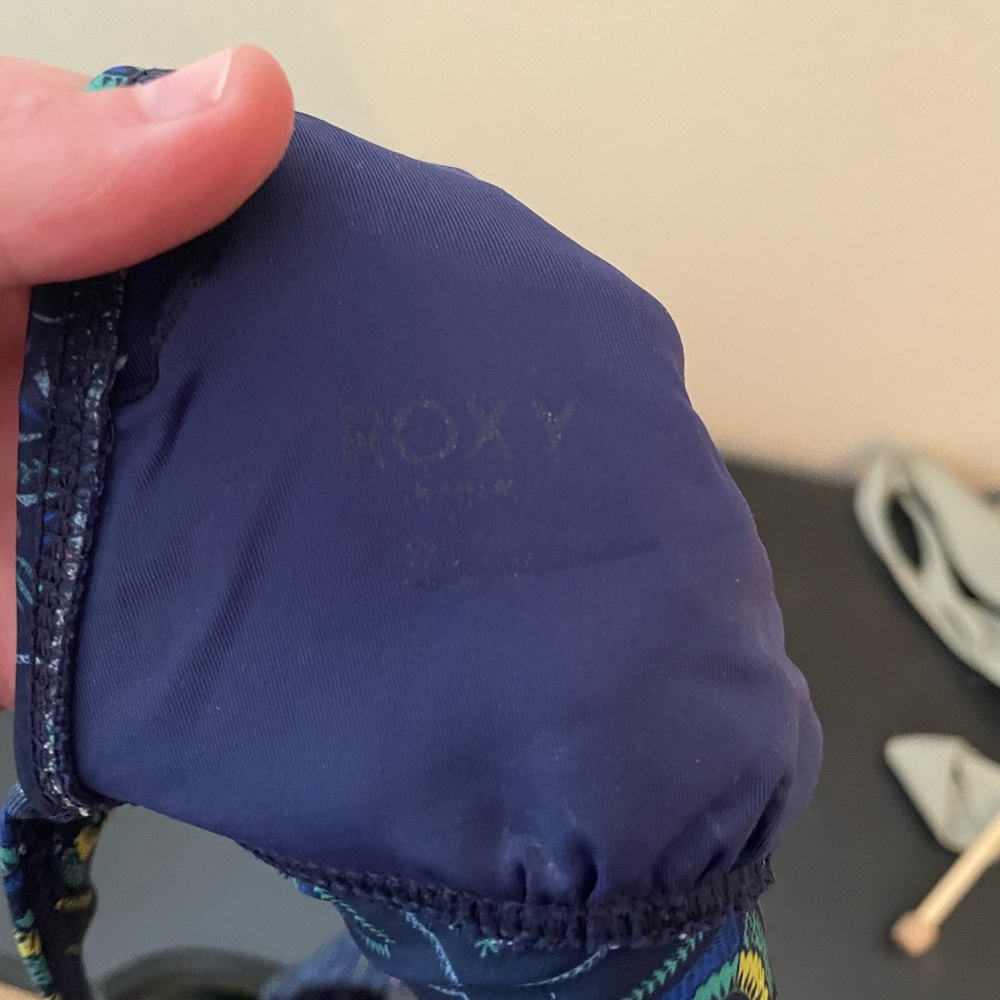 Navy Blue Patterned Roxy Bikini Top - image 3